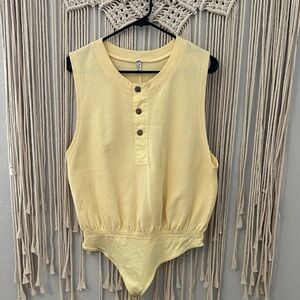 Free People Yellow Sleeveless Bodysuit
